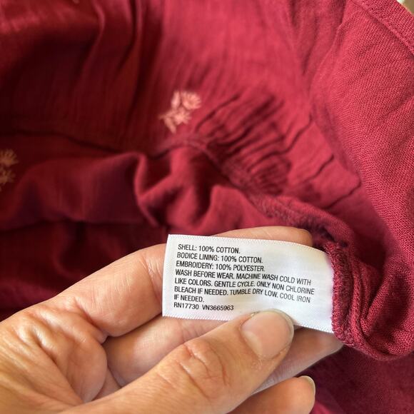 Cat and Jack Girls 5T Dress Red Floral Embroidered Gauzy Short Sleeve NEW - Picture 6 of 9